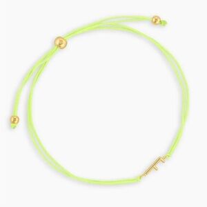 Gorjana alphabet prism bracelet neon yellow adjustable string 18k gold plated F